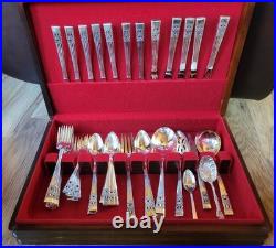 58 Piece Vintage Oneida Community Silver Plate Coronation Silverware Set In Case 58 Piece Vintage Oneida Community Silver Plate Coronation Silverware Set In Case