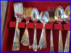 58 Piece Vintage Oneida Community Silver Plate Coronation Silverware Set In Case