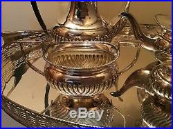 5 Piece A1 Silver Soldered Silverplate Art Deco Tea Coffee Set Withlarge Tray