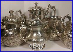 5 Piece ANTIQUE Tea Set Mermod Jaccard & Co 1892 Quadruple Plate Silver