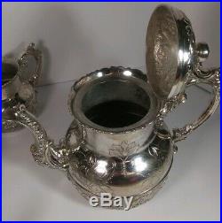 5 Piece ANTIQUE Tea Set Mermod Jaccard & Co 1892 Quadruple Plate Silver