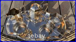5 Piece Silver Plated Art Deco Tea/Coffee Service Set with Tray