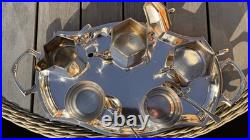 5 Piece Silver Plated Art Deco Tea/Coffee Service Set with Tray