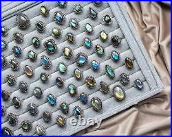 5 to 100 Pcs Labradorite Gemstone Wholesale Lot 925 Sterling Silver Plated Ring