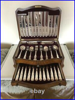 60 Piece Lockable Canteen Of Silver Plated Kings Pattern Cutlerty (canteen Aaa)