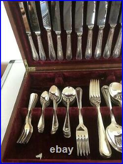 62 Piece Silver Plated A1 Sheffield Cutlery In A Fitted Case (settings For 6)