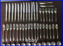63 Piece 1847 Rogers Bros First Love Silverplate Flatware For 12