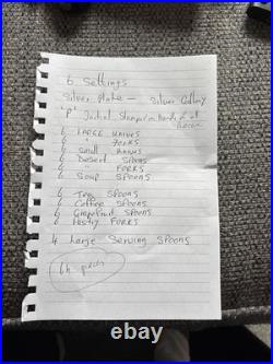 64 Piece Silver Plated Cutlery Set with P Initial On All Pieces