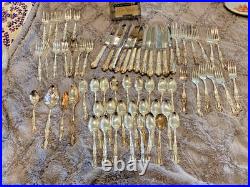 64 piece set of Rogers Bros 1847 IS Heritage pattern in paper box silver-plate