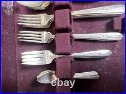65 Piece Oneida Nobility Plate Royal Rose Silver Plate Silverware Flatware Box