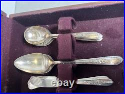 65 Piece Oneida Nobility Plate Royal Rose Silver Plate Silverware Flatware Box