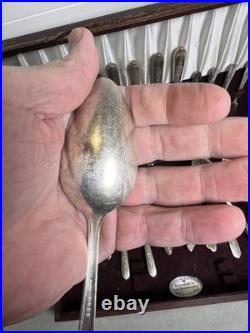 65 Piece Oneida Nobility Plate Royal Rose Silver Plate Silverware Flatware Box