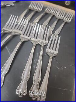65 piece Rogers & Brothers IS Floral Reinforced Silver Plate Flatware Pieces