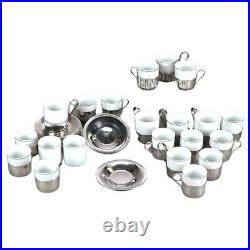 67 Piece Antique French Porcelain & Silver Plate Demitasse Set 1920
