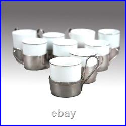 67 Piece Antique French Porcelain & Silver Plate Demitasse Set 1920