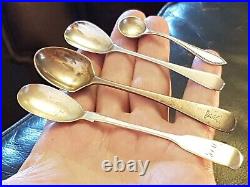 6 SPECIAL PIECES OF ANTIQUE SILVER 2 SMALL LADLES, EGG SPOON 2xMUSTARD & A SALT