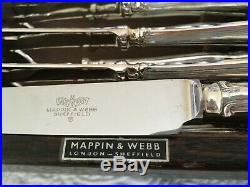 79 piece Mappin & Webb silver plate cutlery canteen, with a lockable box & key