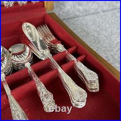 82 Piece Silver Plated Cutlery Set Boxed Sheffield EPNS A1 Kings Pattern Design