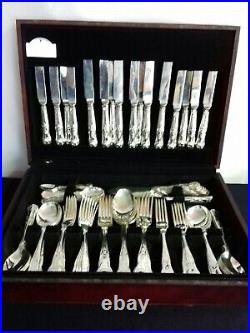 85 Piece Mahogany Case Canteen Cutlery Butlers Of Sheffield Kings Pattern 1980s