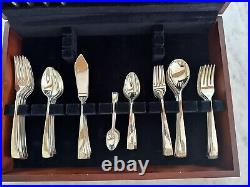 87-Piece 8 Person Carrs Silver Plated Cutlery & Serving Set In Wood Canteen Box