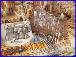 90 Piece Collection Edwardian / Victorian Silver Plate Flatware / Serving Pcs