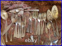 90 Piece Collection Edwardian / Victorian Silver Plate Flatware / Serving Pcs