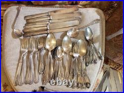 90 Piece Collection Edwardian / Victorian Silver Plate Flatware / Serving Pcs