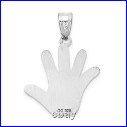 925 Sterling Silver Rhod Plate Autism Puzzle Piece Handprint Necklace Charm P