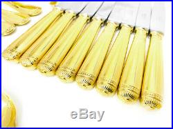 92 Piece Christofle Gold Plated Service for 8 + Serving Utensils Malmaison