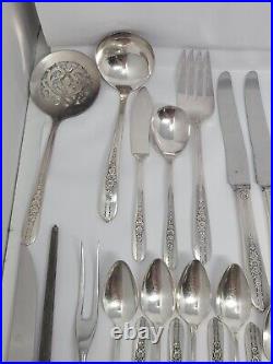 92 Piece Nobility Plate Oneida Royal Rose Vintage Silver Plate Silverware Set