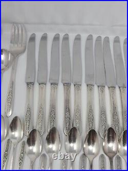 92 Piece Nobility Plate Oneida Royal Rose Vintage Silver Plate Silverware Set