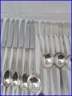 92 Piece Nobility Plate Oneida Royal Rose Vintage Silver Plate Silverware Set