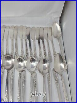 92 Piece Nobility Plate Oneida Royal Rose Vintage Silver Plate Silverware Set