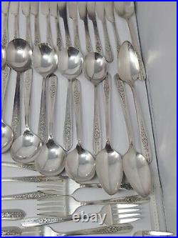 92 Piece Nobility Plate Oneida Royal Rose Vintage Silver Plate Silverware Set