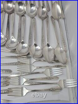 92 Piece Nobility Plate Oneida Royal Rose Vintage Silver Plate Silverware Set