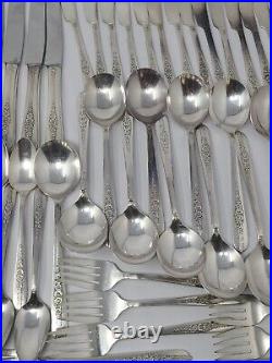 92 Piece Nobility Plate Oneida Royal Rose Vintage Silver Plate Silverware Set