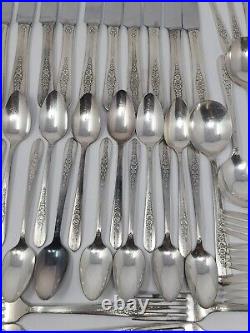 92 Piece Nobility Plate Oneida Royal Rose Vintage Silver Plate Silverware Set