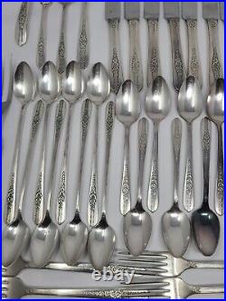 92 Piece Nobility Plate Oneida Royal Rose Vintage Silver Plate Silverware Set