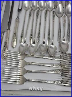 92 Piece Nobility Plate Oneida Royal Rose Vintage Silver Plate Silverware Set