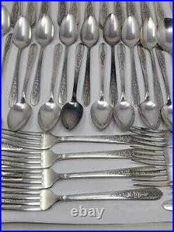 92 Piece Nobility Plate Oneida Royal Rose Vintage Silver Plate Silverware Set
