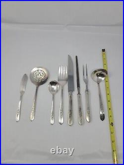 92 Piece Nobility Plate Oneida Royal Rose Vintage Silver Plate Silverware Set
