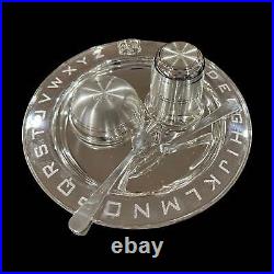 999 Pure Silver 7.0 Inch Hallmarked Alphabet Small Dinner Set for Kids Set#08