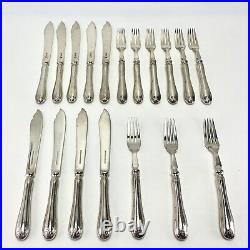 9 Sets, 18pcs Antique Mappin Webb Louis XVI Fish Service Sterling Silver & Plate