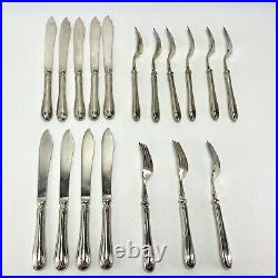 9 Sets, 18pcs Antique Mappin Webb Louis XVI Fish Service Sterling Silver & Plate