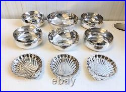 9 x CHRISTOFLE SILVER PLATED PIECES 4 x BOWLS, 2 x TORSADES & 3 x SHELL DISHES