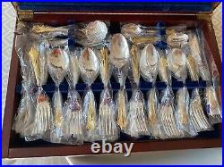 ALBANY GOLD Davenport & Sullivan Silver Service Cutlery 63 Piece Canteen Unused