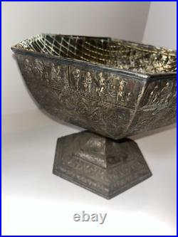 ANTIQUE DUTCH COLONIAL BOWL SILVER PLATE CENTER PIECE Danish design classic
