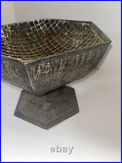 ANTIQUE DUTCH COLONIAL BOWL SILVER PLATE CENTER PIECE Danish design classic