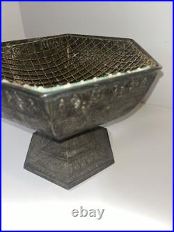 ANTIQUE DUTCH COLONIAL BOWL SILVER PLATE CENTER PIECE Danish design classic