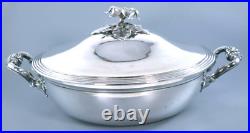 ANTIQUE EARLY FRENCH CHRISTOFLE SILVER PLATE VEGETABLE SOUP TUREEN & COVER c1850